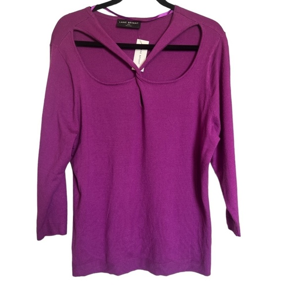 Lane Bryant Fitted 3/4-Sleeve Twist-Front Cutout Sweater - Picture 4 of 10